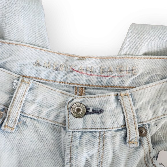 American Eagle Light Wash Ripped High Waisted Mom Jeans 4 - Picture 8 of 9